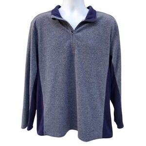 NordicTrack Men's Large 1/4 Zip Fleece Pullover Gray Blue Polyester Jacket L
